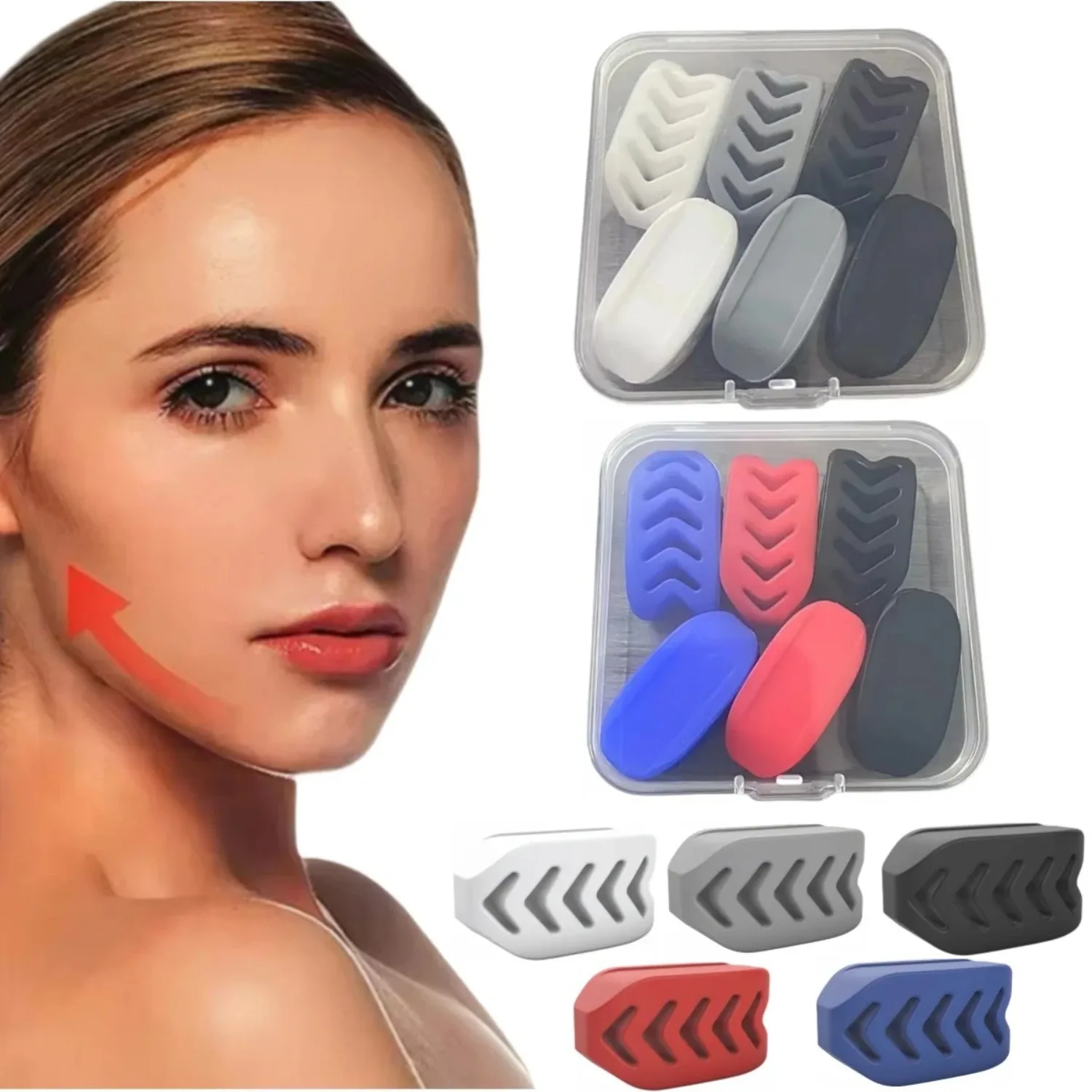 6pcs Silicone Jaw Exerciser Ball Detachable Jaw Chin Line Trainer Face Facial Muscle Trainer Chew Ball Training Supplies