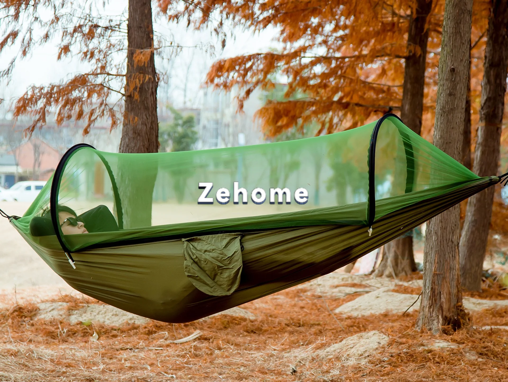 Outdoor quick-start mosquito net, hammock bed with anti-rollover, summer outdoor camping mesh bed with mosquito protection,