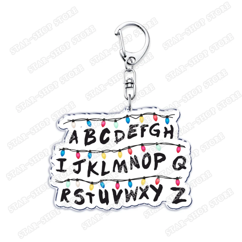 Hot TV Show Elements Keychain Accessories Bag Stuck in The Upside Down Will Byers Eleven Mike Jim Keyrings Jewelry Fans Gifts view 4
