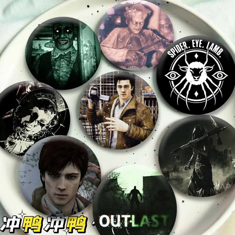 Cool Game The Outlast Trials Badge Horror Cartoon Role Round Brooch Leland Coyle Lapel Pins Backpack Clothes Ornament Toys Gifts