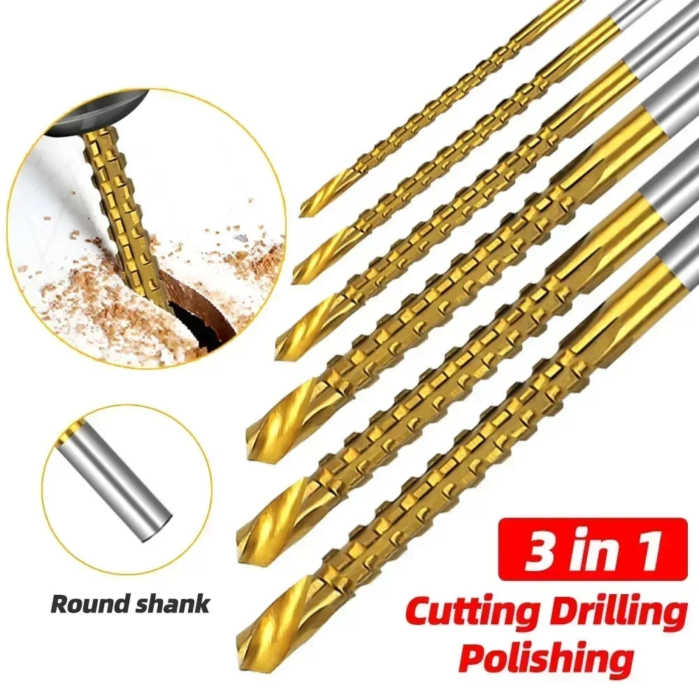 1Pcs 3/4/5/6/6.5/8mm HSS 3 In 1 Serrated Drill Bit Spiral Screw Metric Composite Tap Drill For Woodworking/Aluminum Alloy