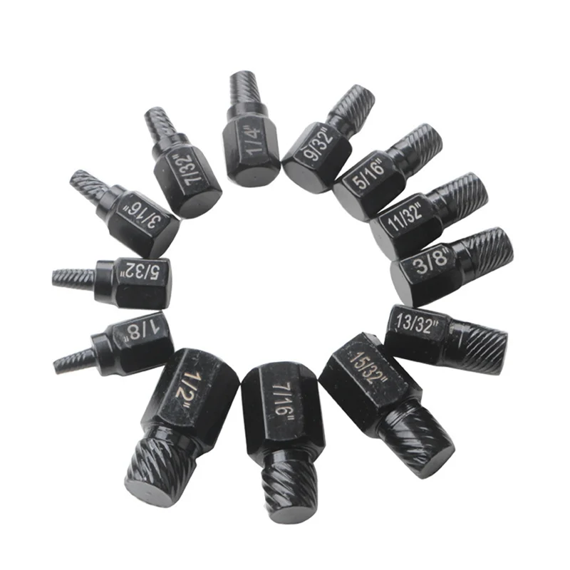 AB15-13Pcs Screw Extractor Kit Damaged Screw Remover Set Easy Out Drill Bits Broken Bolt Stud Remover Screw Extractor Set