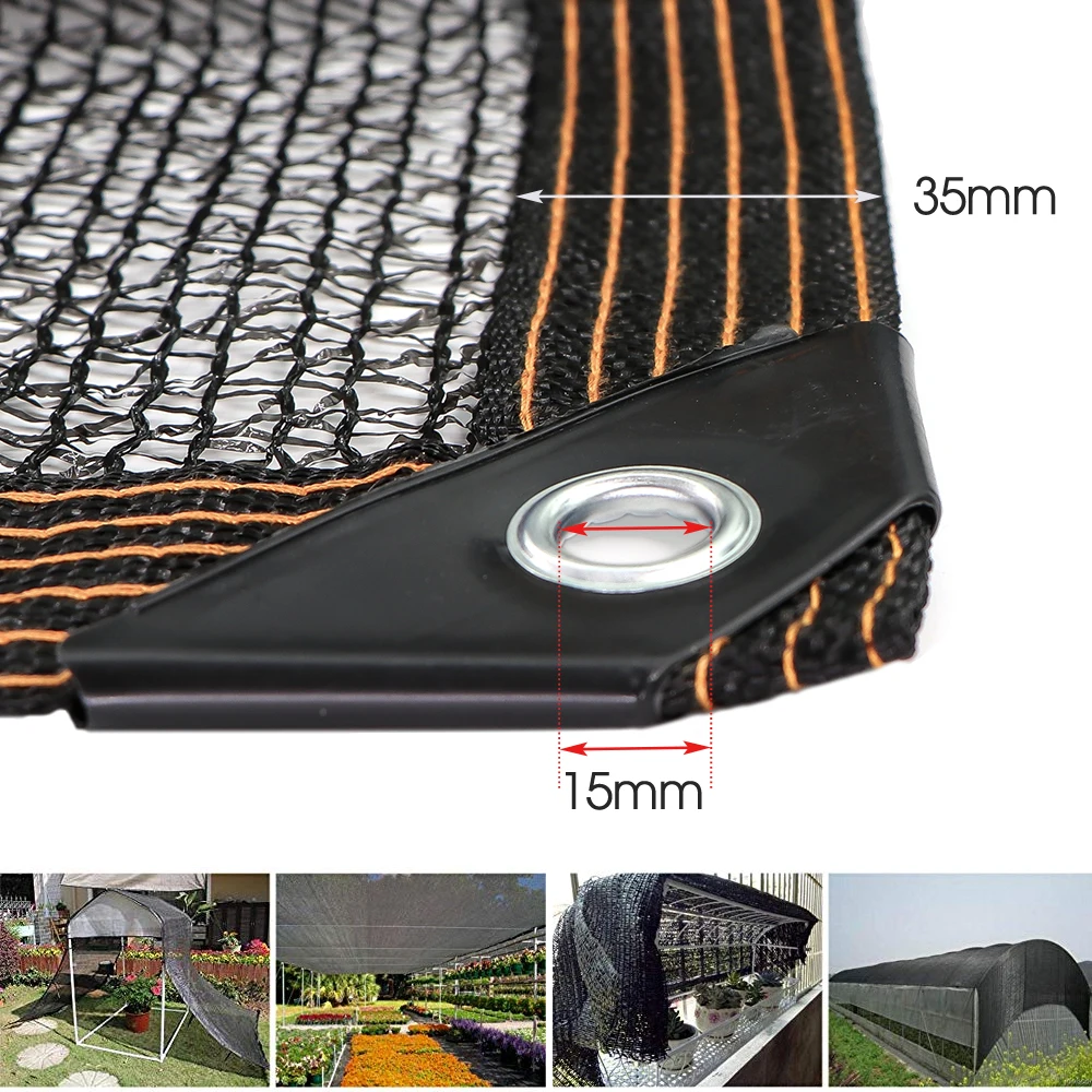 23 Size Black Shade Cloth 3Pin Mesh Tarp Garden Sunblock Shade with Grommets Anti-UV HDPE 50% Shading Net Plant Cover Greenhouse