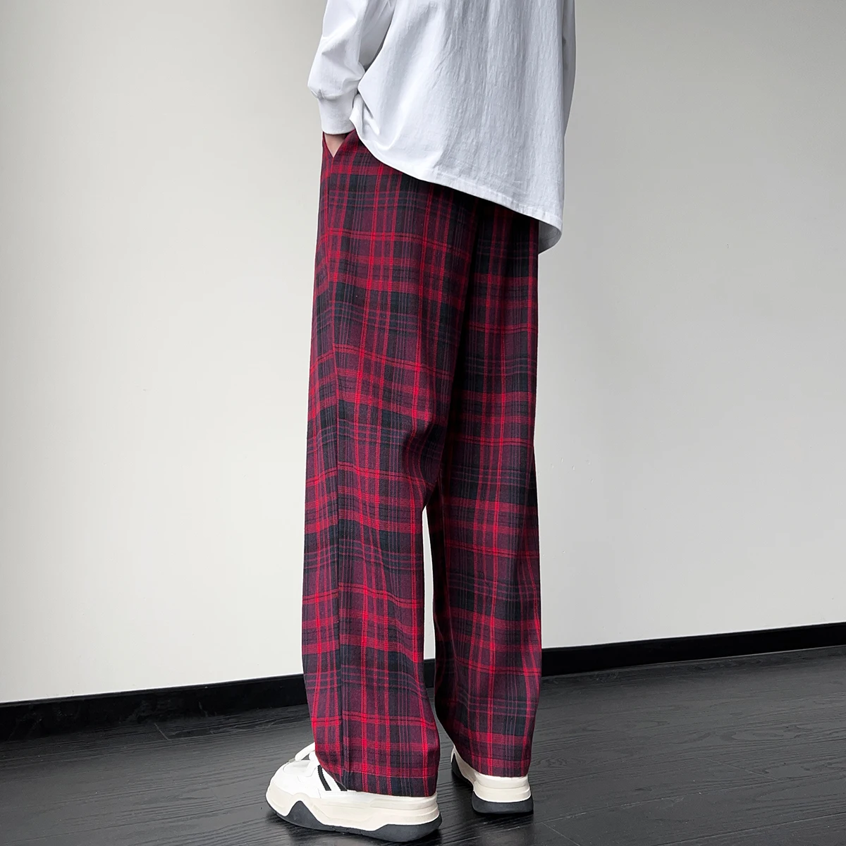 New Men's Jogger Plaid Sweatpants Men Harajuku Oversized Streetwear Y2k Hip Hop Wide Leg Baggy Harem Long Trousers Cargo Pants