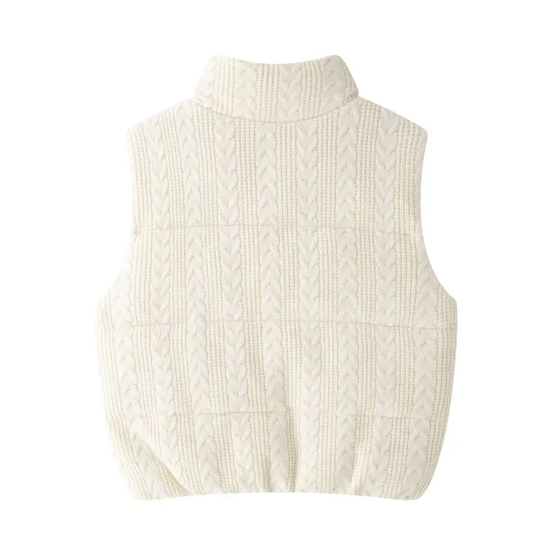 

2024 Autumn Winter New Sle Women's Knitted Cotton Vest Jaet Versatile Commuter Outerwear Zipper Closure Casual Fit