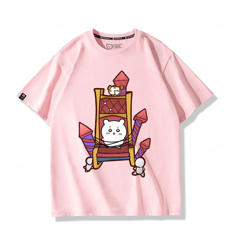 Fifth Personality Carnival Chair Chiikawa Anime Cute Pattern Cotton Crewneck Short-Sleeved T-Shirt Clothing Summer Fashion