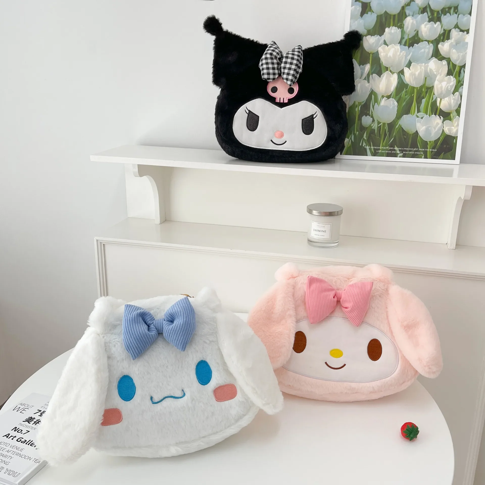 MINISO Sanrio  Large Capacity Kuromi Bag Cartoon Bag Shoulder Student Class Portable Shopping Bag