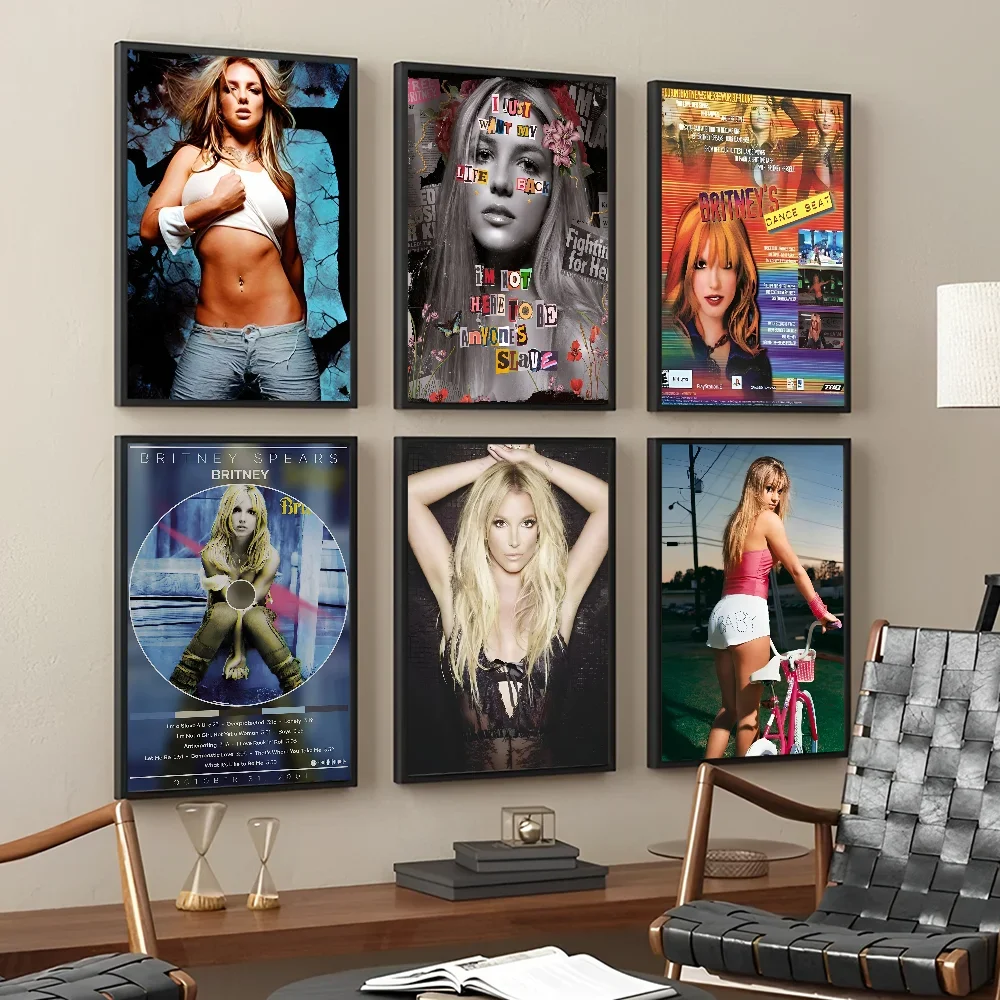 Póster artístico autoadhesivo de Singer Britney Spears, impresiones de papel blanco, carteles, obra de arte, pintura de pared de arte estético