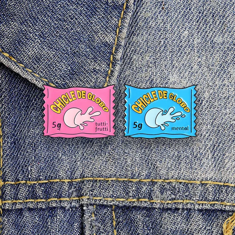 Pins de esmalte de metal con diseño de dibujos animados, caramelos, chicle y globo, estilo vintage y de moda, insignia de solapa, joyería para mochilas y ropa, regalo para amigos