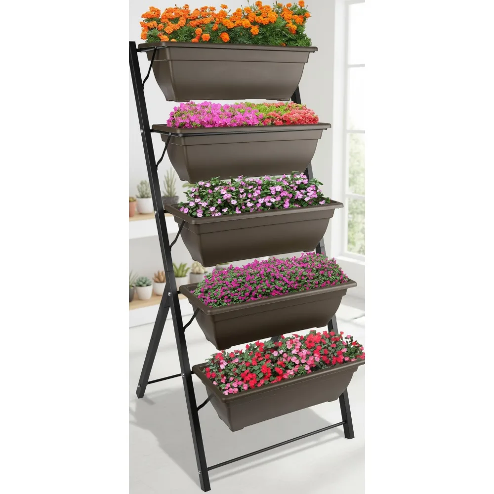 

5 Tier Vertical Garden Planter - Raised Garden Beds for Outdoor Plants - Space Saving Planters for Balcony & Patio