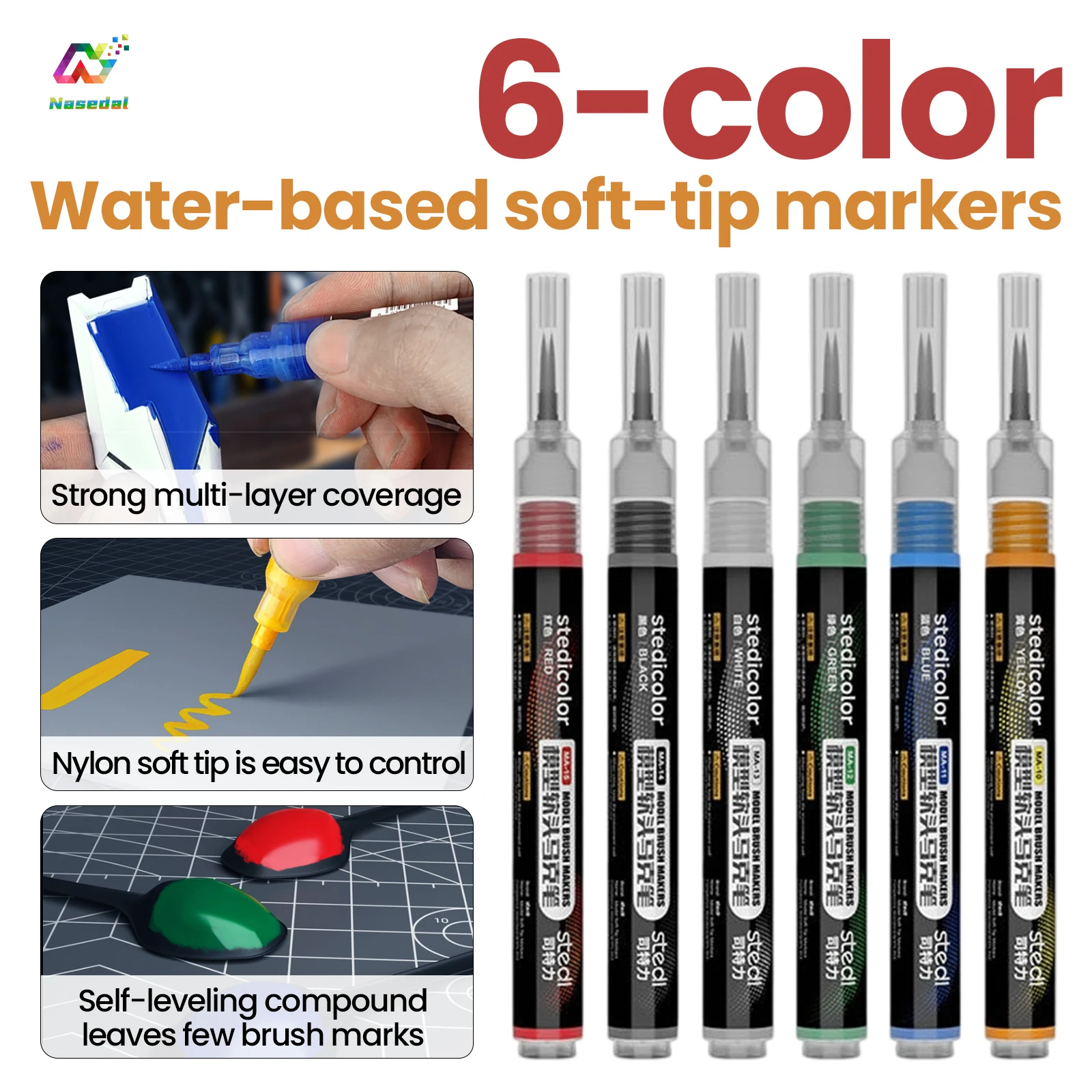 Stedi MA10 MA15 Acrylic Paint Marker Front Valve Type Soft Tip Water Based for Gunpla Mecha Figure DIY Hobby Painting Coloring