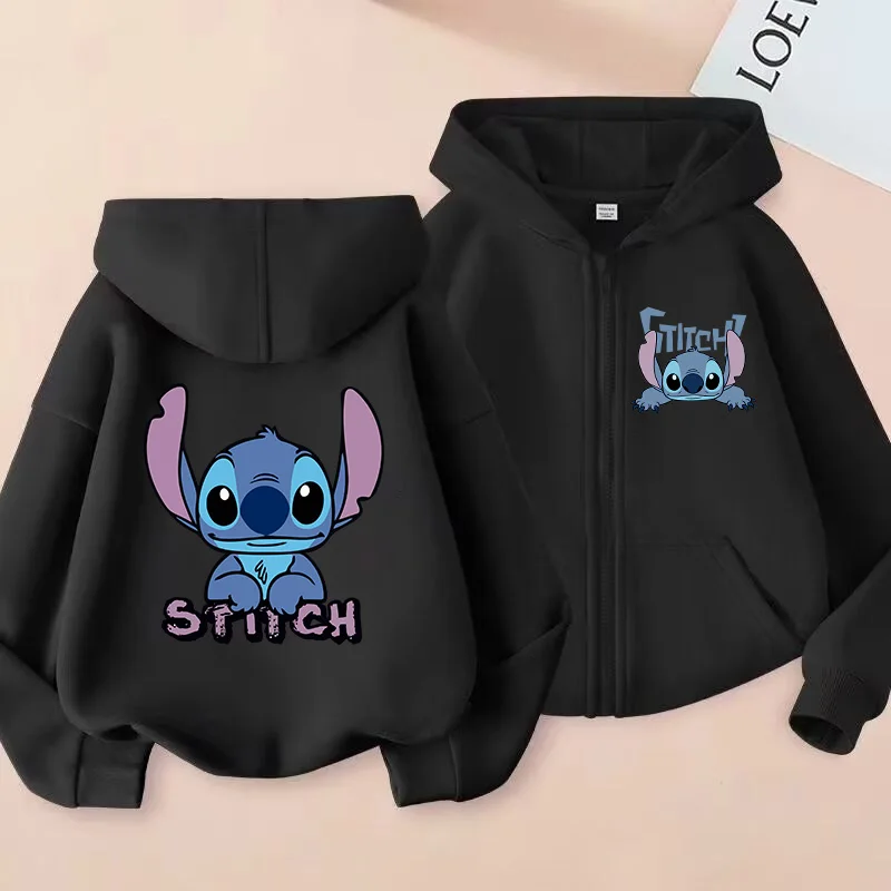 Zip Up Sweatshirts Stitch Hoodie Children Cartoon Clothes Kid Girl Boy Lilo and Stitch Sweatshirt Zipper Hoody Baby Casual Top