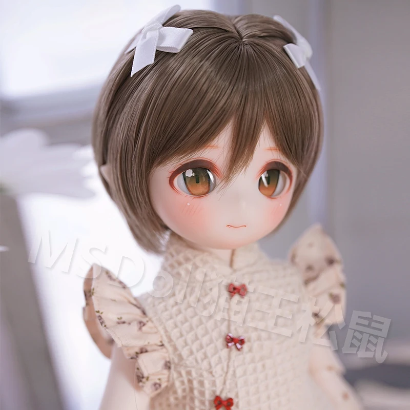 1/3 1/4 1/6 BJD Wig Versatile Bow Tie Short Hair for DD MDD TF BJD Dolls Hair High Temperature Silk Wig DIY Dolls Accessories