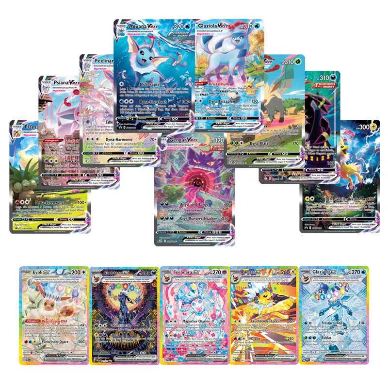 

Карты PTCG «сделай сам», немецкая версия серии Eevee, ESPEON VAPOREON JOLTEON FLAREON LEAFEON GLACEON, коллекционные игровые карты в стиле аниме