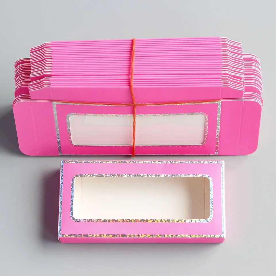 Newest 50 Pcs/Lot Colors Eyelash Cases Box Packaging Bulk Wholesale Black/Pink/Purple Empty Lash Paper Boxes Package