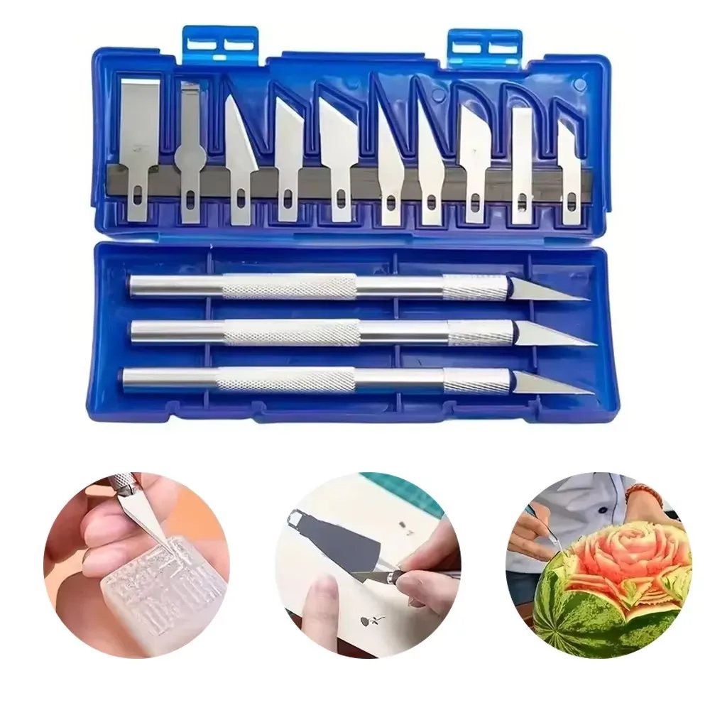 13pcs/set Aluminum Alloy Carving Knife Tool Set Art Knife Set Carve Accessories for Paper-cutting Handcraft Model Making C679