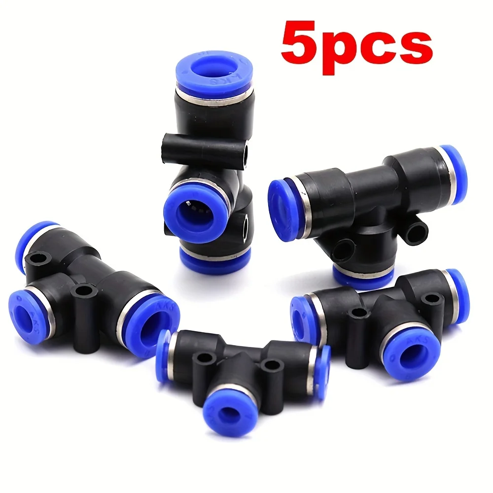 5Pcs Pneumatic Tee Union 6 8 10 12 mm Quick Release Connectors Air Line Fittings for 1/4 5/16 3/8 1/2 Tube Connector Plastic Quick Connectors