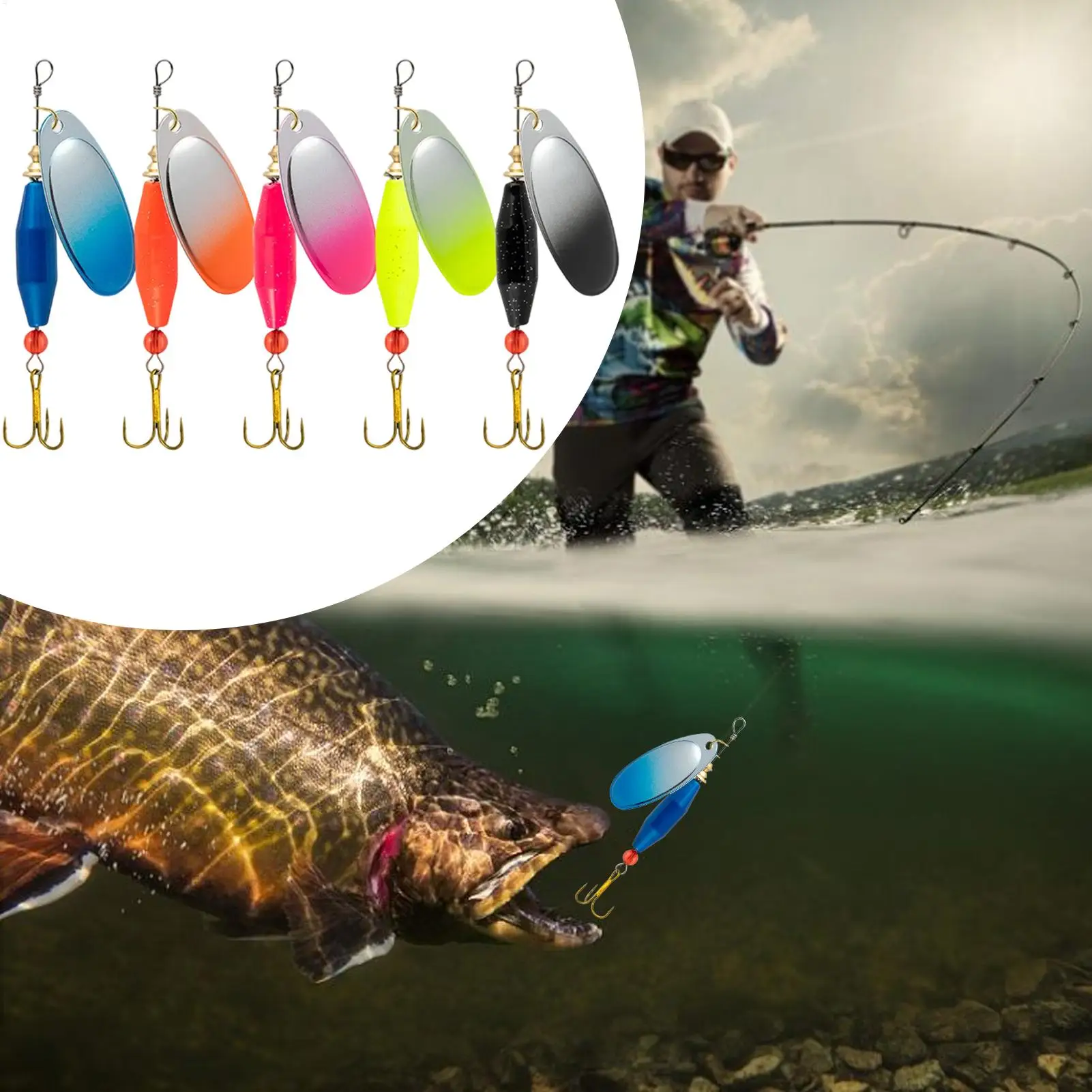 

Набор рыболовных приманок, 5 штук: вращающиеся блесны с пайетками, металлические приманки для морской и пресноводной рыбалки на форель, окуня, для ловли с лодки, в озере, пруду, в соленой и пресной воде