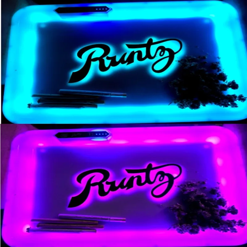 LED Rolling Tray for smoking Runty Manual Control Lighting Changes Glow Tray Tobacco Tray Box Smoking Accessories USB charging