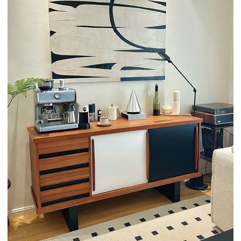 레트로 스타일 현관 수납장 벽면 설치형 다기능 다이닝 사이드 캐비닛 수납 소파 사이드 캐비닛