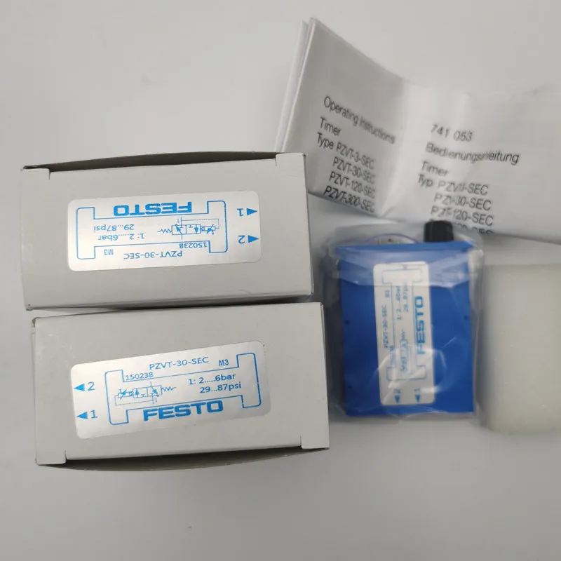 

FESTO timer Pneumatic timer PZVT-300-SEC 150239 PZVT-30-SEC 150238 PZVT-3-SEC 158495 PZVT-99999-MIN-B 13989 PZVT-999-SEC-B 13988