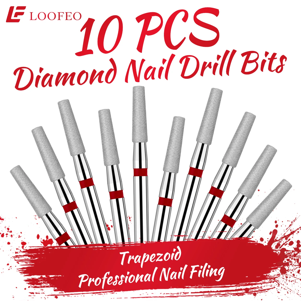 10PCS Trapezoid Diamond Nail Drill Bit Set for Nail Groove Cuticle Cleaning 2.3/4mm Nail File Bit Set Professional Manicure Tool
