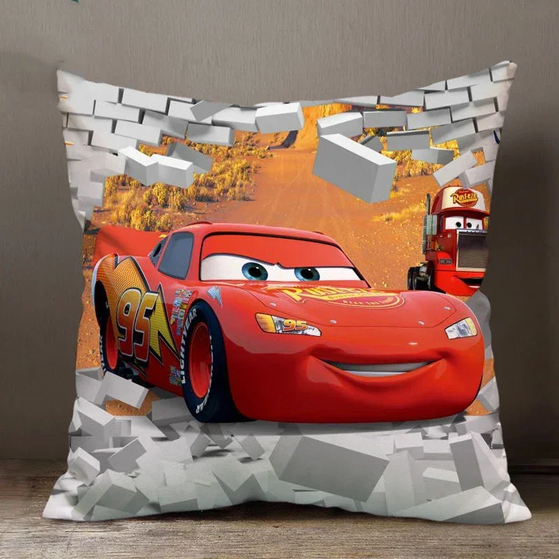 Disney Cartoon Pillowcase Cushion Cover Car Lightning McQueen Throw Pillow Case For Sofa Car Christmas Gift 40x40cm