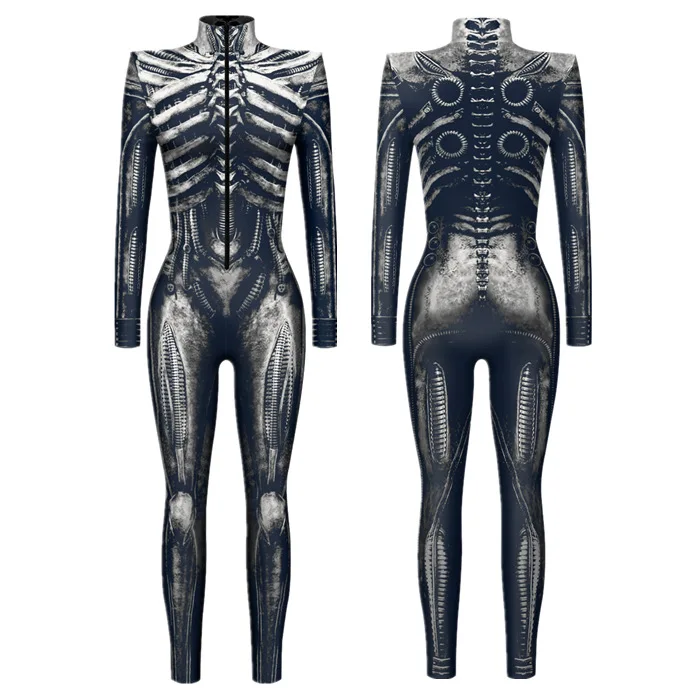 3d Print Vakantie Feest Vrouwen Robot Cyberpunk Jumpsuit Halloween Cosplay Kostuum Elastische Bodysuits Machine Pantser Rompertjes Zentai