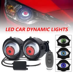 Dynamic LED Car Headlights Assembly 2 in 1 Devil Eye Decoration Fog Lamp Lighting Remote Control Auto Retrofit Accessorie 12-36V