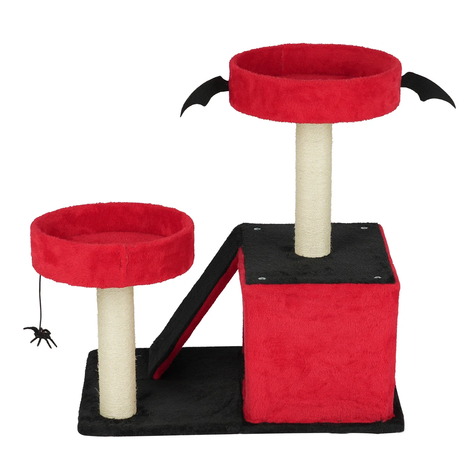 

26" Gothic Cat Tree, Cat Tower with Spacious Cat Condo, 2 Padded Perches, Spider Toy, Scratching Posts, Scratching Ladder for