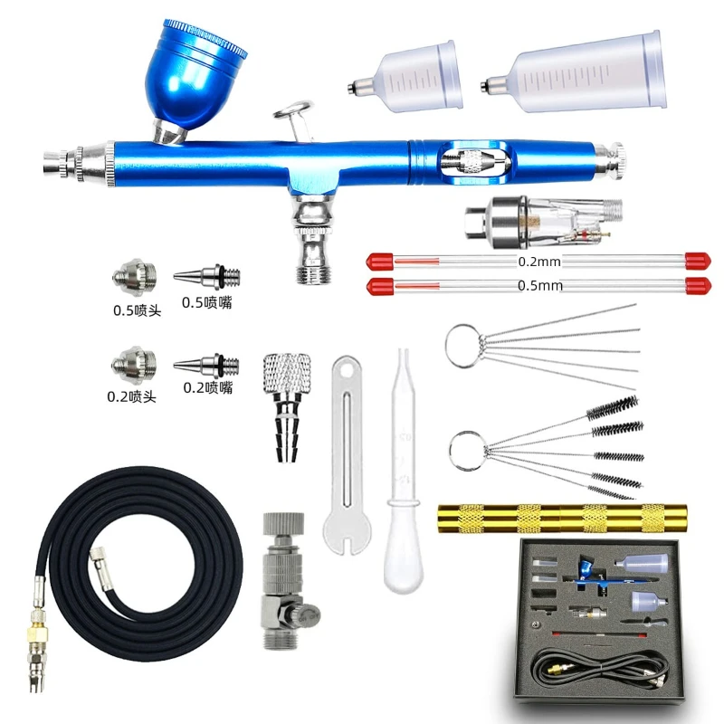 

Gravity external adjustment type upper pot double action airbrush art spray painting toy leather handicraft coloring repair