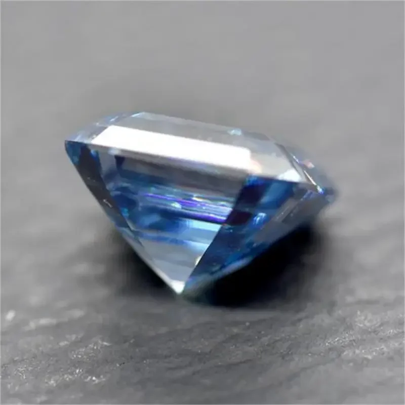 Moissanite Stone Asscher Cut Sapphire Blue Color Advanced Jewelry Material Pass Diamond Tester for Jewel Making GRA Certificate
