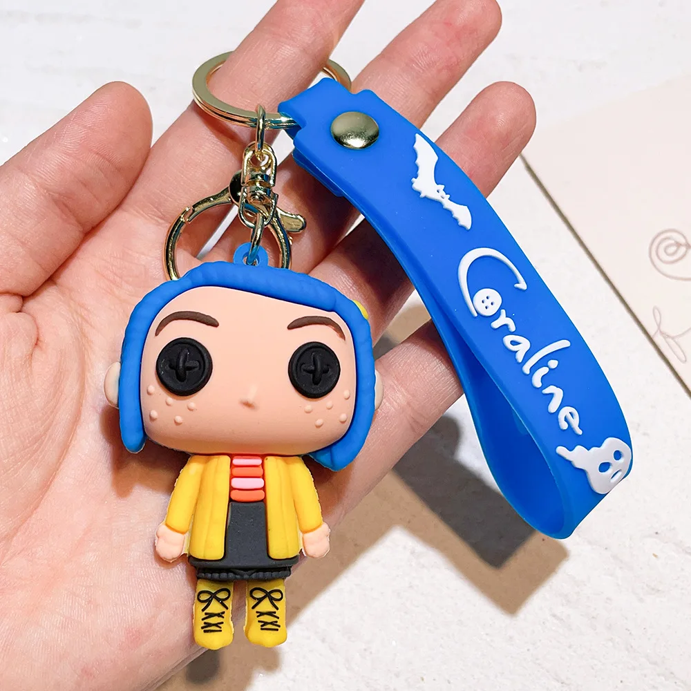 Classic Movie Coraline & the Secret Door Doll Keychain Coraline Model Pendant Key Chain Toy for Car Bag Ornament Charm Keyholder