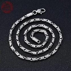 New Fashion 100% Pure S925 Silver Jewelry Retro 6MM Thick Six-Character Mantra Trendy Personality Man Necklaces