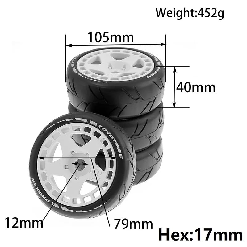 RC 105mm 1/8 RC Off-Road Buggy Tires Wheel 17mm Hex for ARRMA Traxxas Redcat Team Losi Kyosho VRX HPI WR8 HSP Hobao 1:8 RC Car