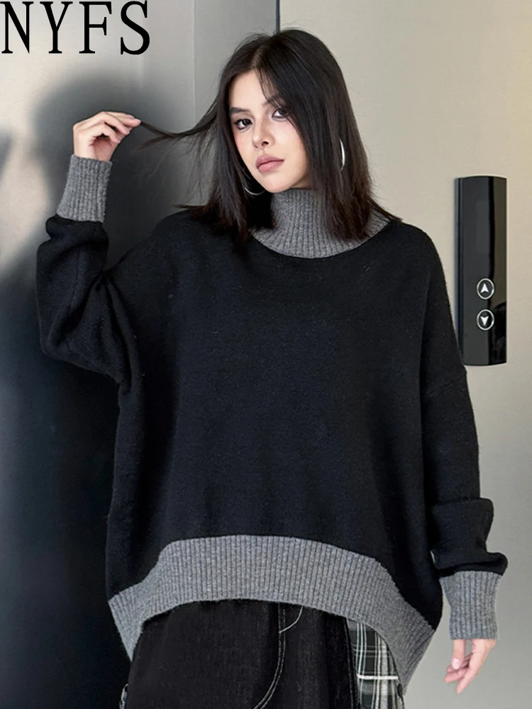 

NYFS Europe America Turtleneck Women Sweater Fashion Autumn Winter Long Sleeve knitted Tops