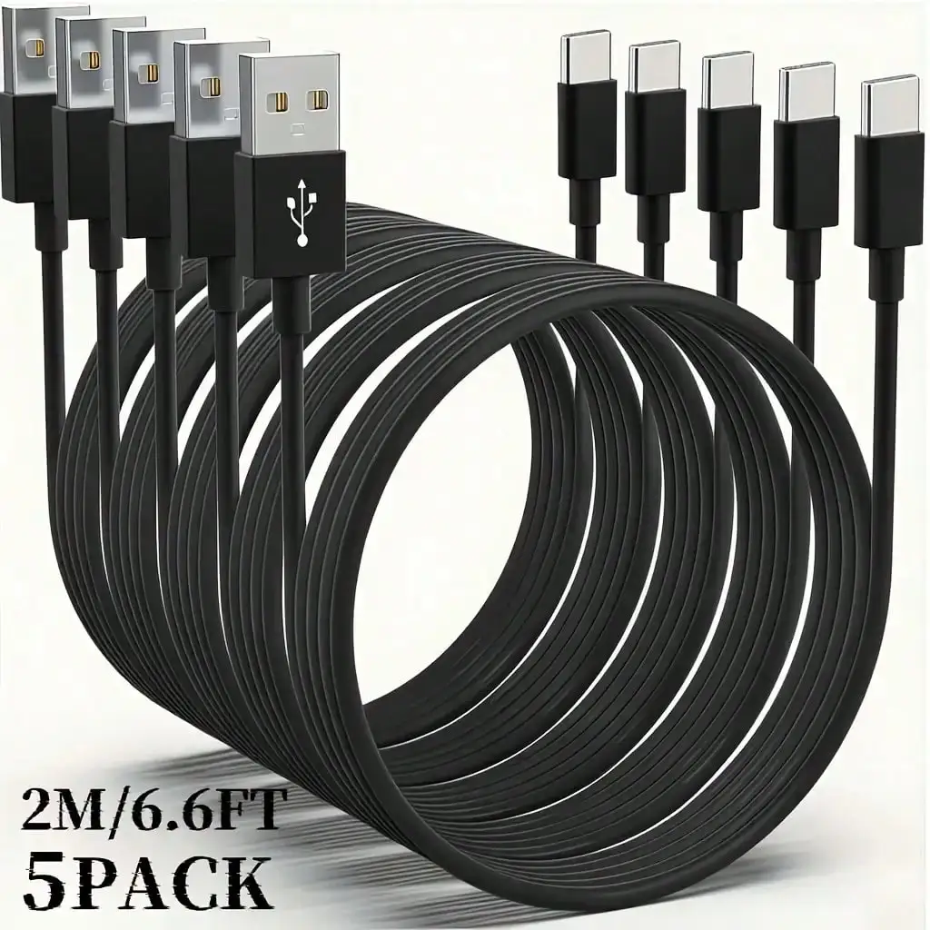 

5-Pack 60W, USB A To USB C Data Cable For Fast Charging, 3.3FT/6.6FT, White/Black.5pcs Type-C Charging Cable, Compatible With For Iphone 16 Pro Max Plus, USB To C Data Cable, Compatible With For Samsung S23, For IPad Pro 13.5-Inch, For IPad Air