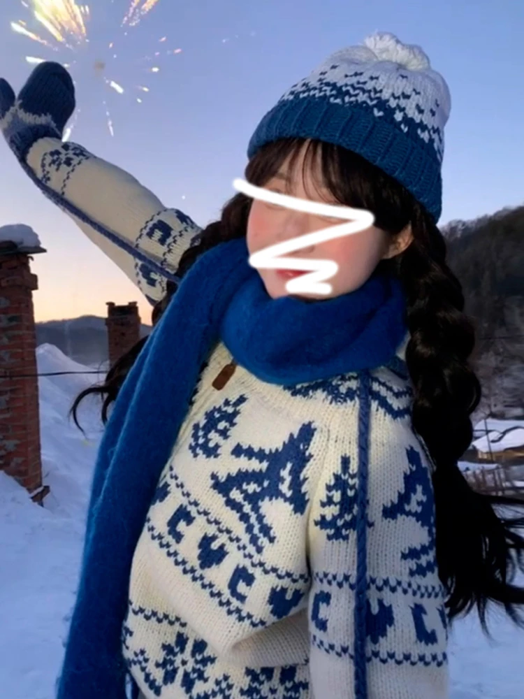 

Новая женская вязаная кофта-кардиган с узором Fair Isle на молнии, утепленная, для ранней весны, модная верхняя одежда в корейском стиле, стандартный крой, 2026 год