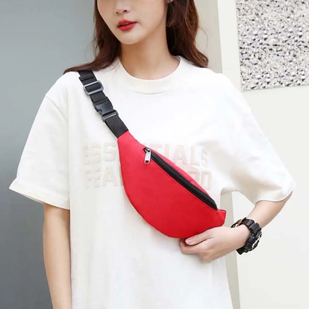 

Solid Color Running Chest Bag Nylon Oxford Sports Shoulder Bag Large Capacity Message Bag Fitness Crossbody Bag Female/Male