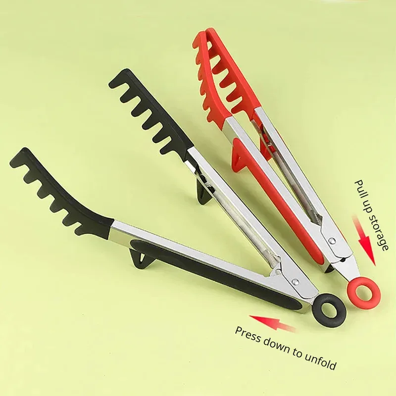 ملقط معكرونة من السيليكون المقاوم للحرارة مقاس 9 بوصة مع أسنان، خادم سباغيتي غير لاصق للطهي والسلطة والمعكرونة