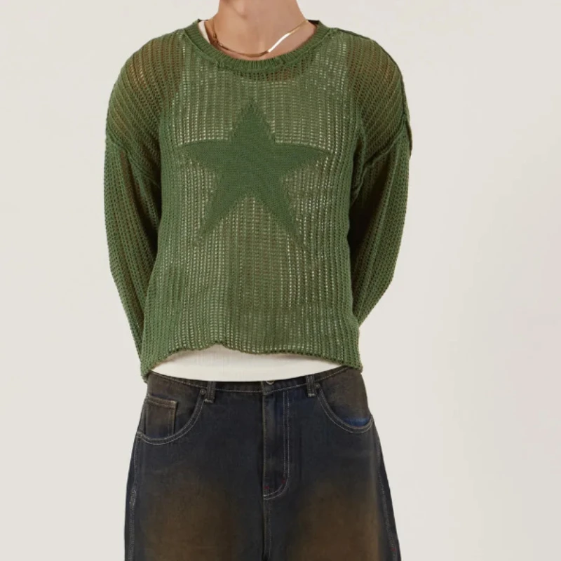 

Spring Autum Women's Clothing,Fashion Five-pointed Star Sweater,Loose Casual Knitting Shirt