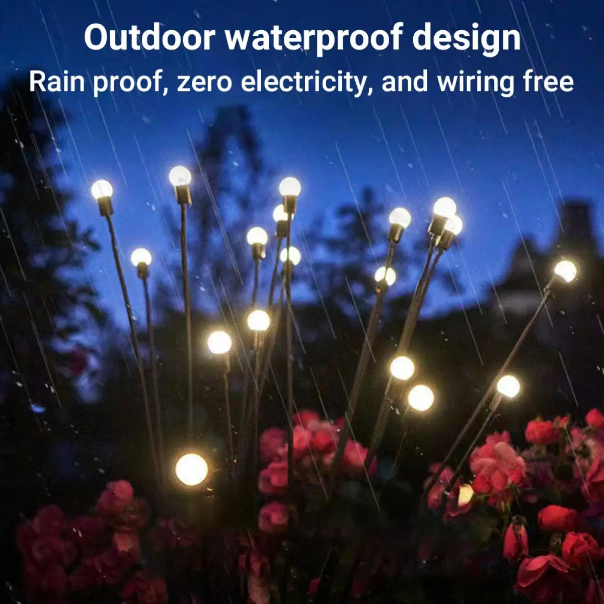 

LED Solar Swing Garden Light Outdoor Waterproof Color Changing Lawn Firework Firefly Swaying Light For House Yard Path Lawn