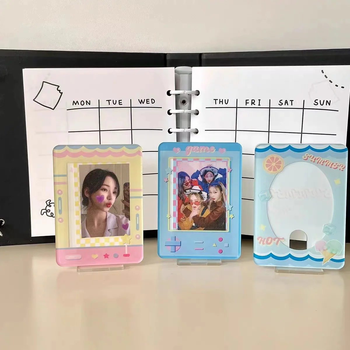 3 inch Desktop checkerboard Photocard Display Holder Acrylic photo Idol Message card Wedding Party Supplies School Stationery