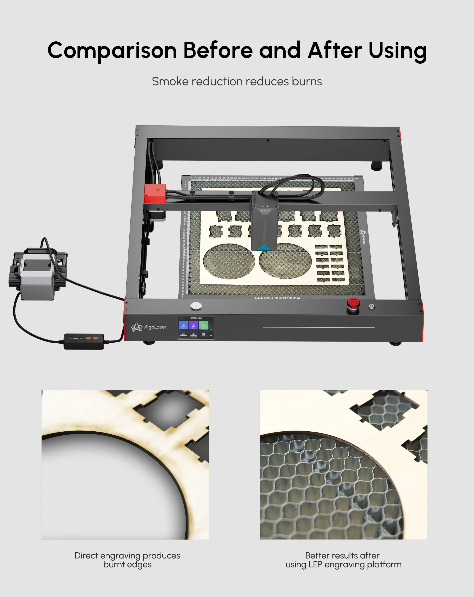 Imagem -03 - Algolaser Gravador a Laser Mesa de Trabalho em Favo de Mel para Todas as Marcas Diodo Co2 Máquina de Corte a Laser 400x4 350x350 mm