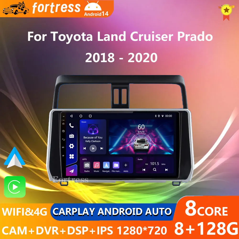 

For Toyota Land Cruiser Prado 150 2018 2019 - 2022 Carplay 360 Camera Auto Android 13Car Radio Multimedia Player GPS Stereo Wifi