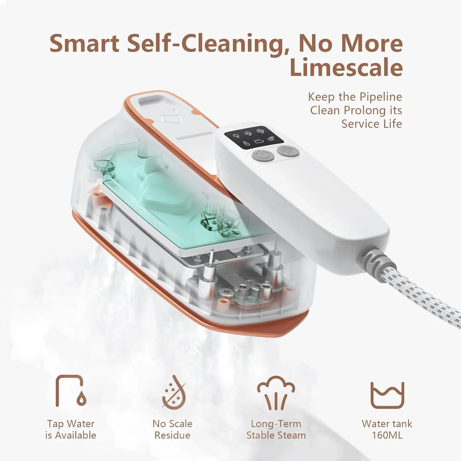 مكواة بخار للسفر، 1300 وات 15 ثانية، مكواة بخار محمولة للملابس، 180 ° مكواة بخار قابلة للدوران ورطبة وجافة للسفر (قابس الاتحاد الأوروبي) #6