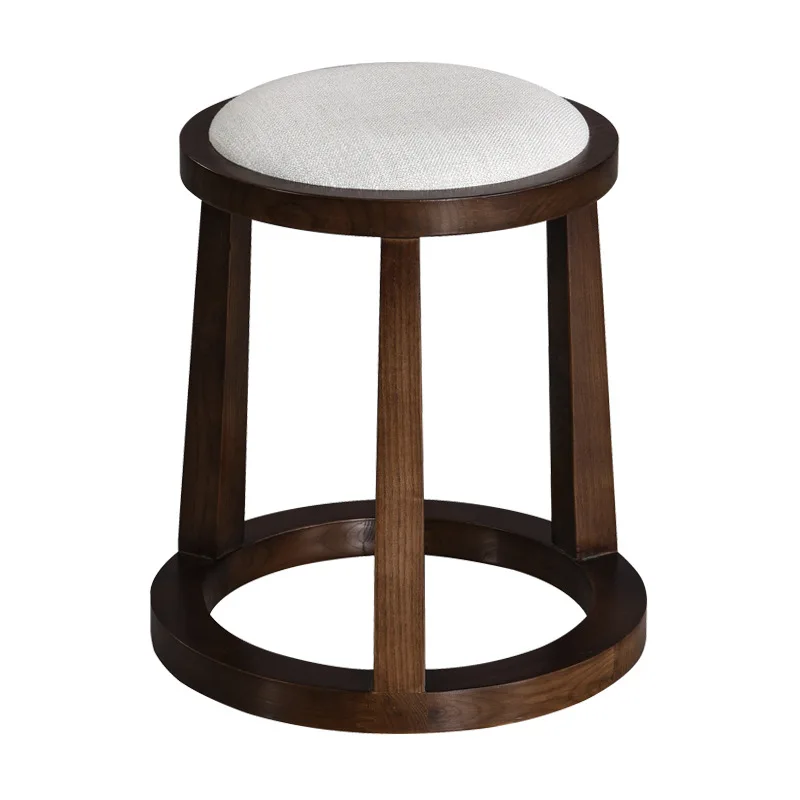 

New Chinese round stool solid wood household shoe change general tea table