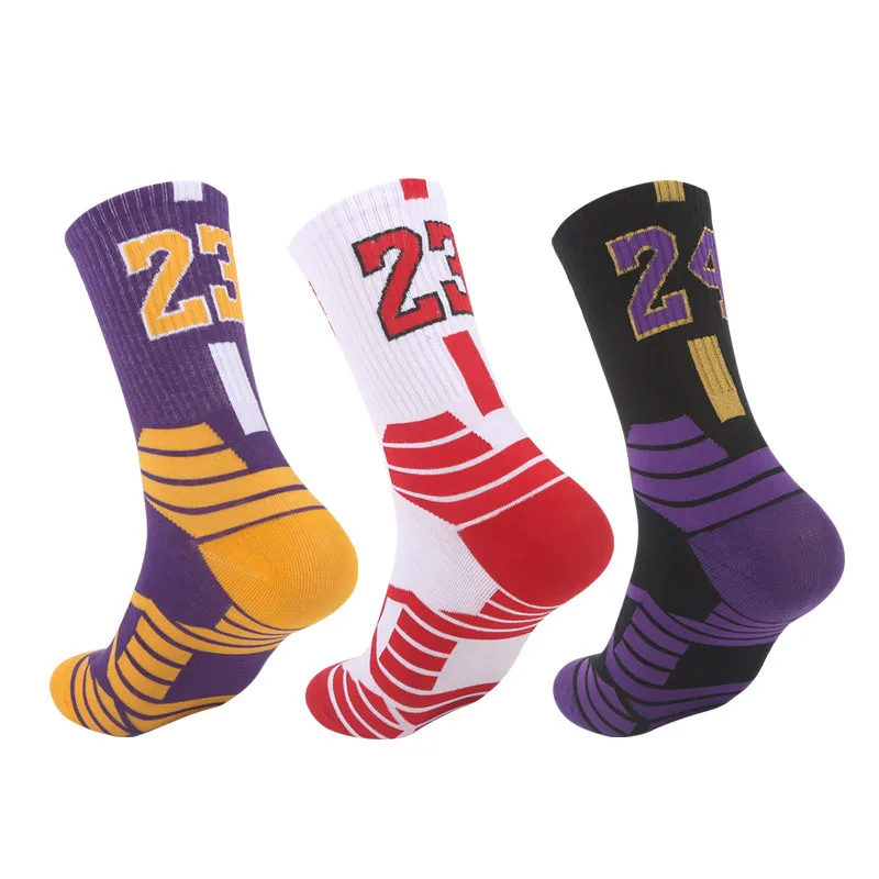 

Socks Sweat-absorbing Non-slip Men Wear-resistant Stockings Football Professional Basketball Socks Sports Training Number Socks