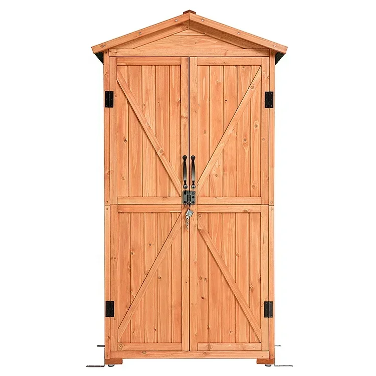 

2026 Outdoor Storage Garden Tool Cabinet Rainproof Large Anti-corrosion Solid Wood Backyard Tool House