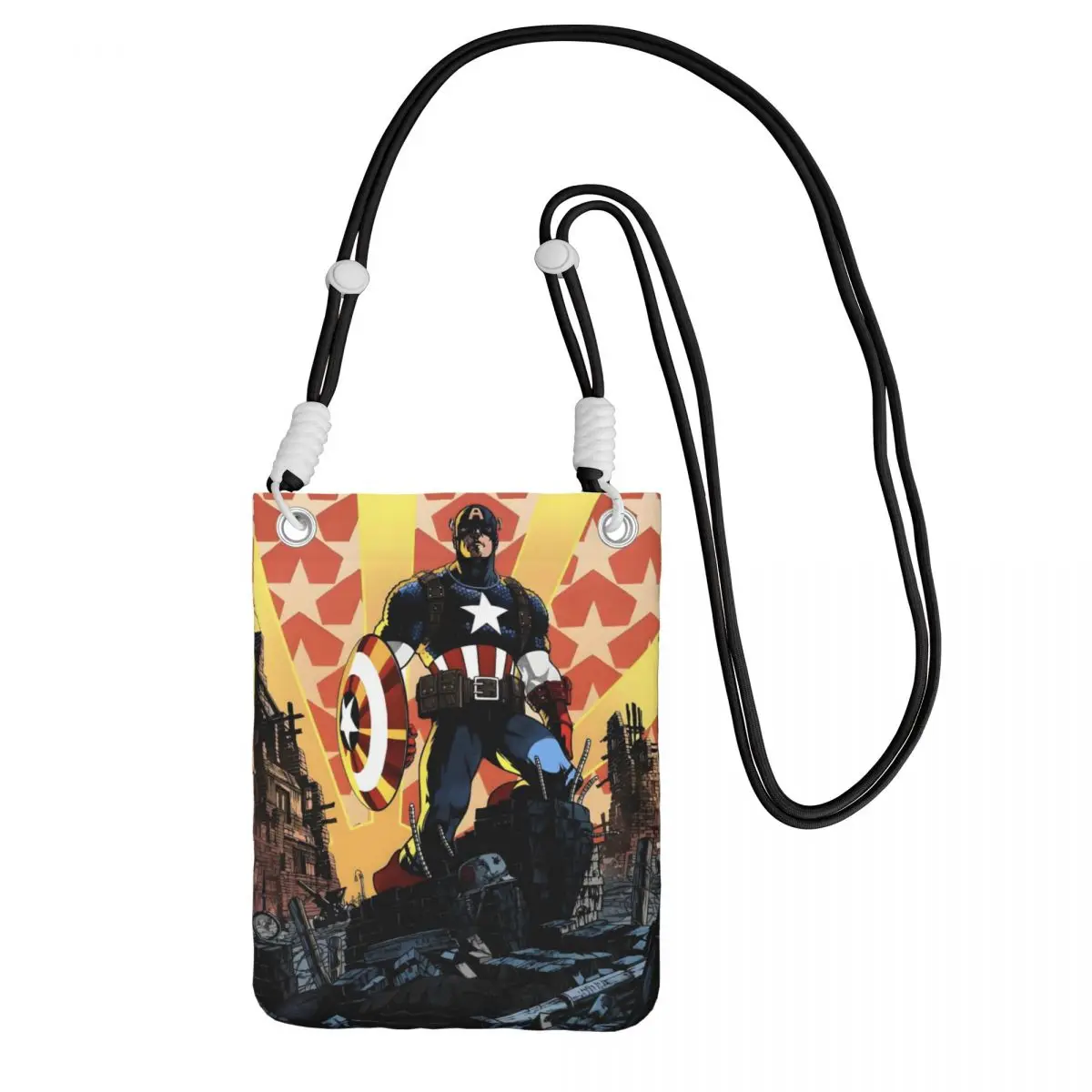

Custom Captain America Mobile Phone Bag for Traveling Women Men Superhero Small Crossbody Purse Smart Phone Wallet With Strap